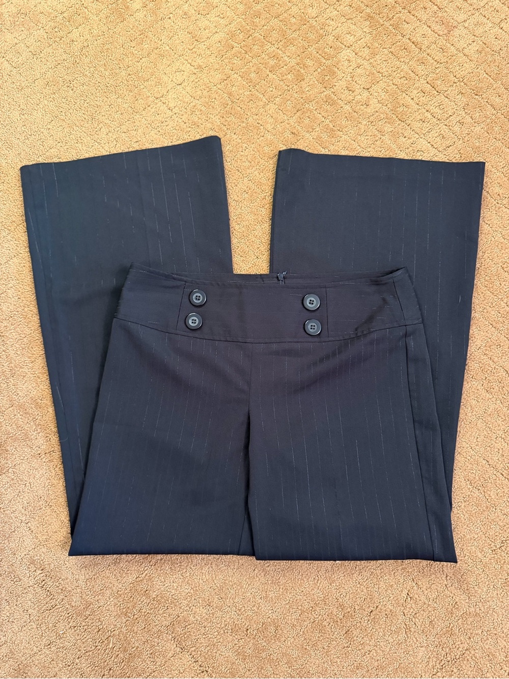 Star city Black Mid Rise Button Detail Pinstripe Trousers Women’s 9 Y2K Business